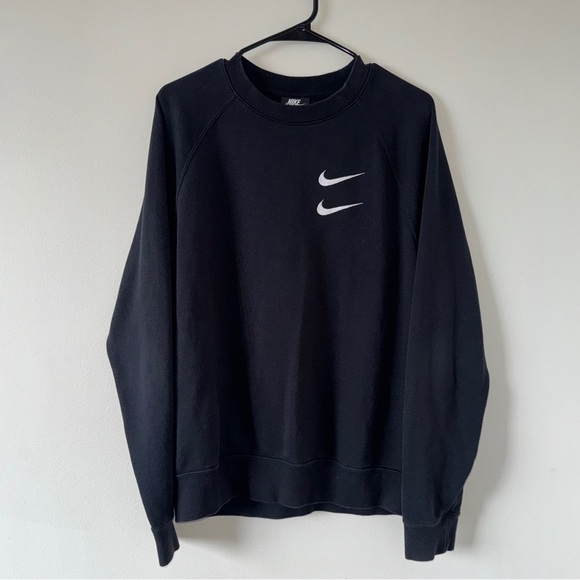 Nike Double Swoosh Crewneck Sweatshirt Black Red Mens Medium - Picture 3 of 7